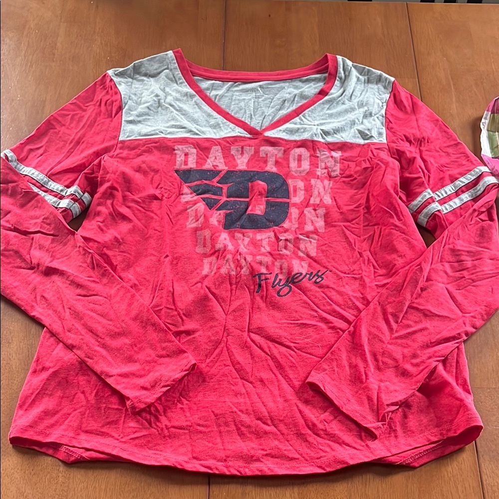 Dayton Flyers Kids Red and Gray Long Sleeve Shirt